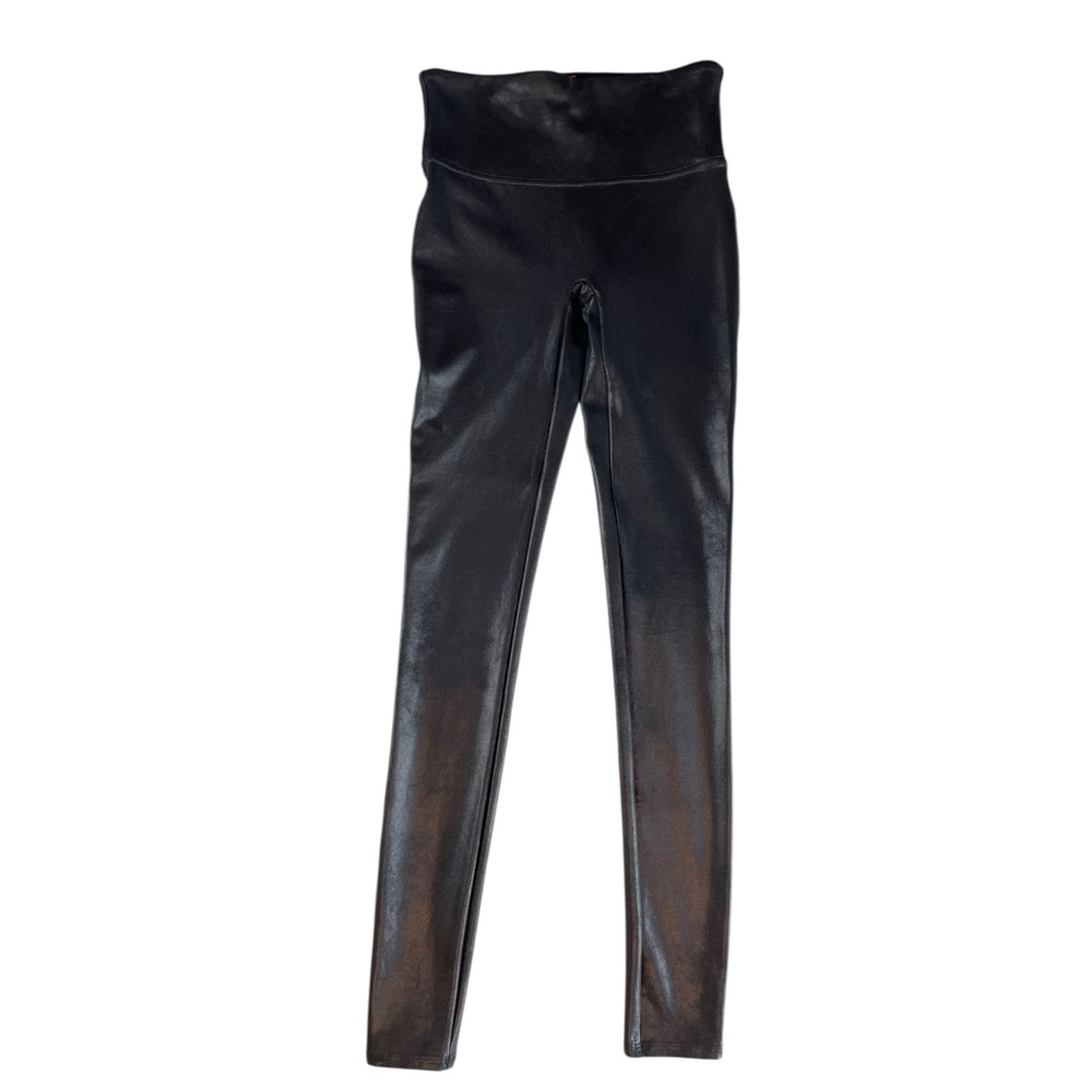 Spanx Faux Leather Black Leggings - Size Medium Tall